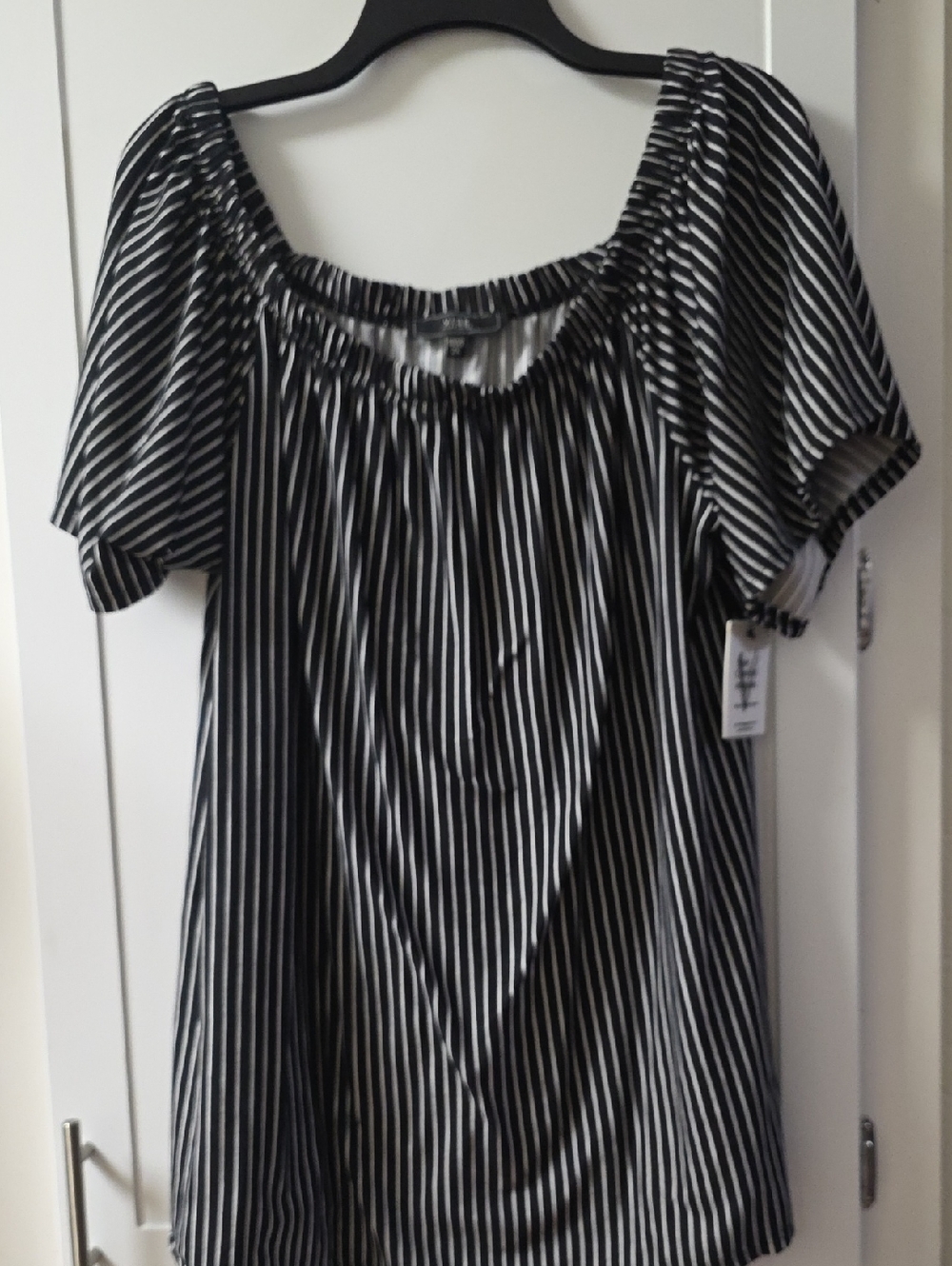Vibe Black and White Striped Scoop Neck Tunic Size 2X